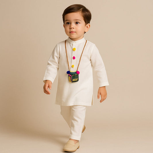 Pre Order: White Embroidered Kurta And Pyjama