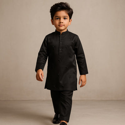 RTD Pre Order: Black Embellished Kurta And Pant