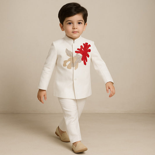 Pre Order: White Embroidered Sherwani and Pant