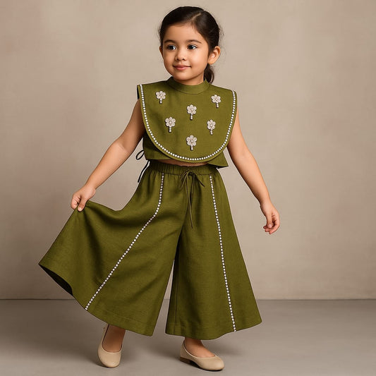 Pre Order: Strappy Top With Embellished Flap And Palazzo