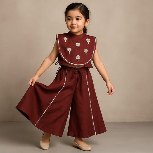 Pre Order: Strappy Top With Embellished Flap And Palazzo