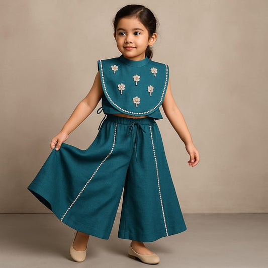 Pre Order: Strappy Top With Embellished Flap And Palazzo