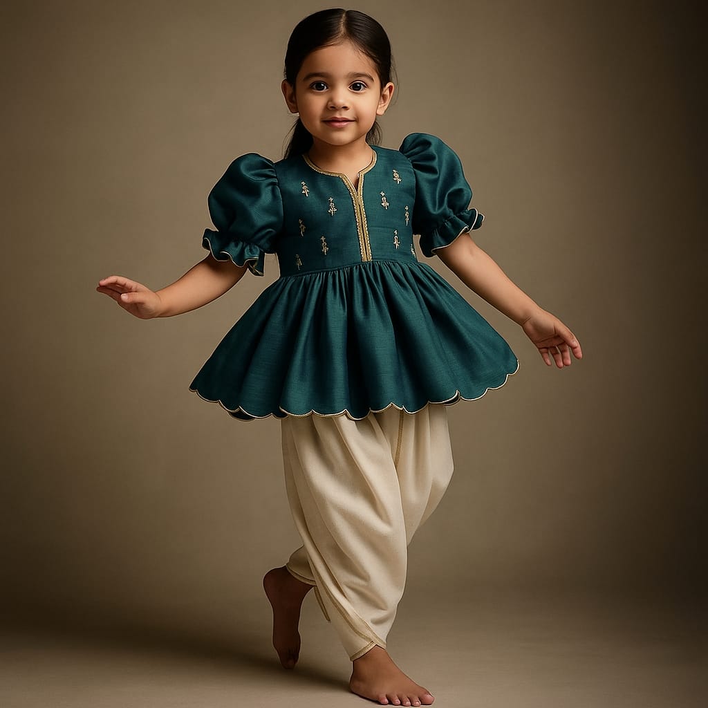 Pre Order: Rama Embroidered Kurti And Tulip Dhoti