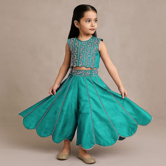 Pre Order: Rama Embroidered Top And Palazzo