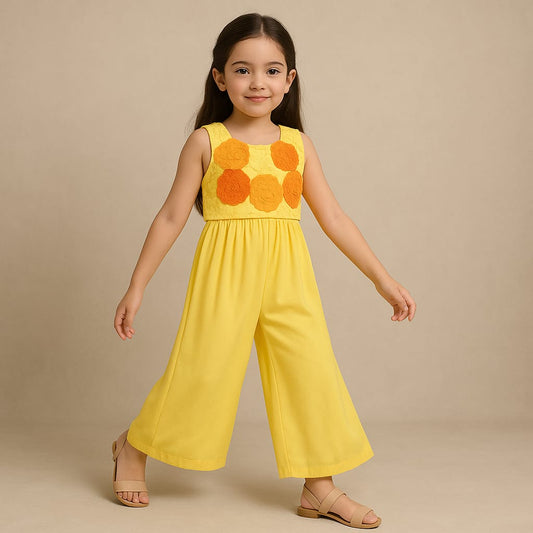 Pre Order: Yellow Jumpsuit With Embroidered Top