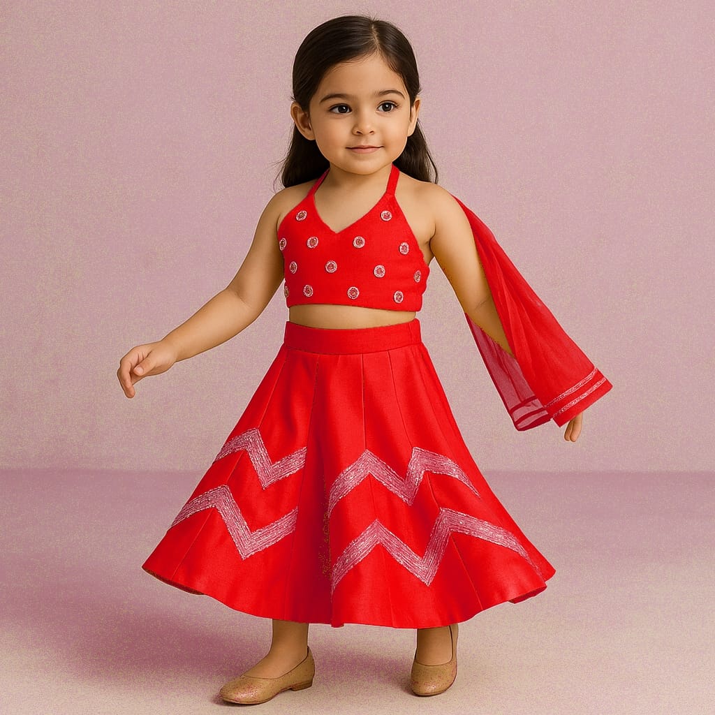 Pre Order: Halter Neck Top And Flared Palazzo With Net Dupatta