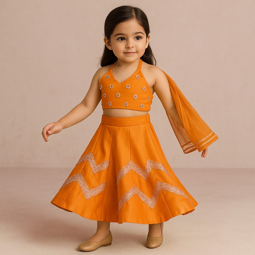 Pre Order: Halter Neck Top And Flared Palazzo With Net Dupatta