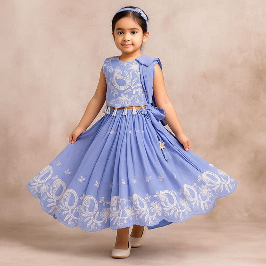 Pre Order: Embroidered And Embellished Top With Lehenga And Dupatta