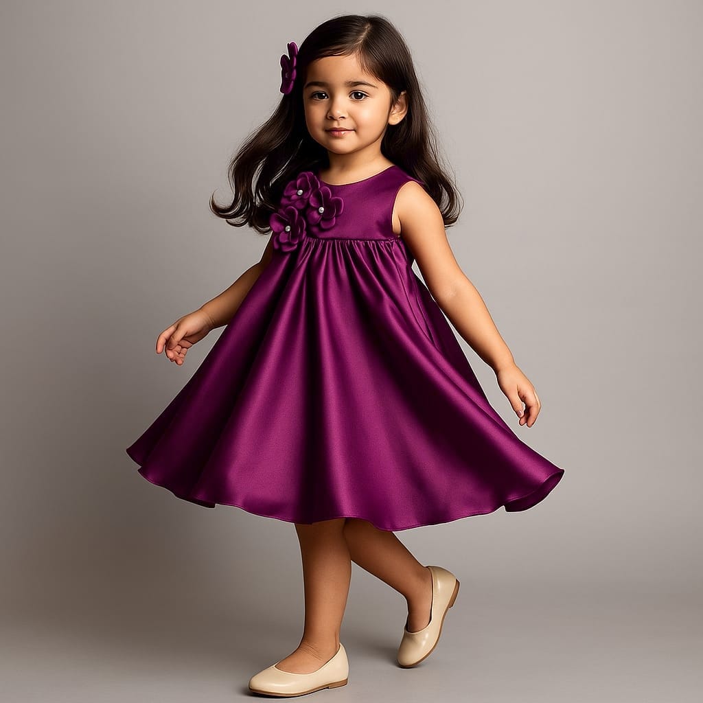 Pre Order: Flared Dress With Floral Embellishments