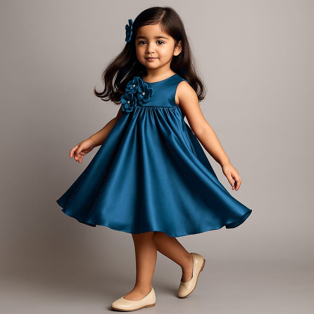 Pre Order: Flared Dress With Floral Embellishments