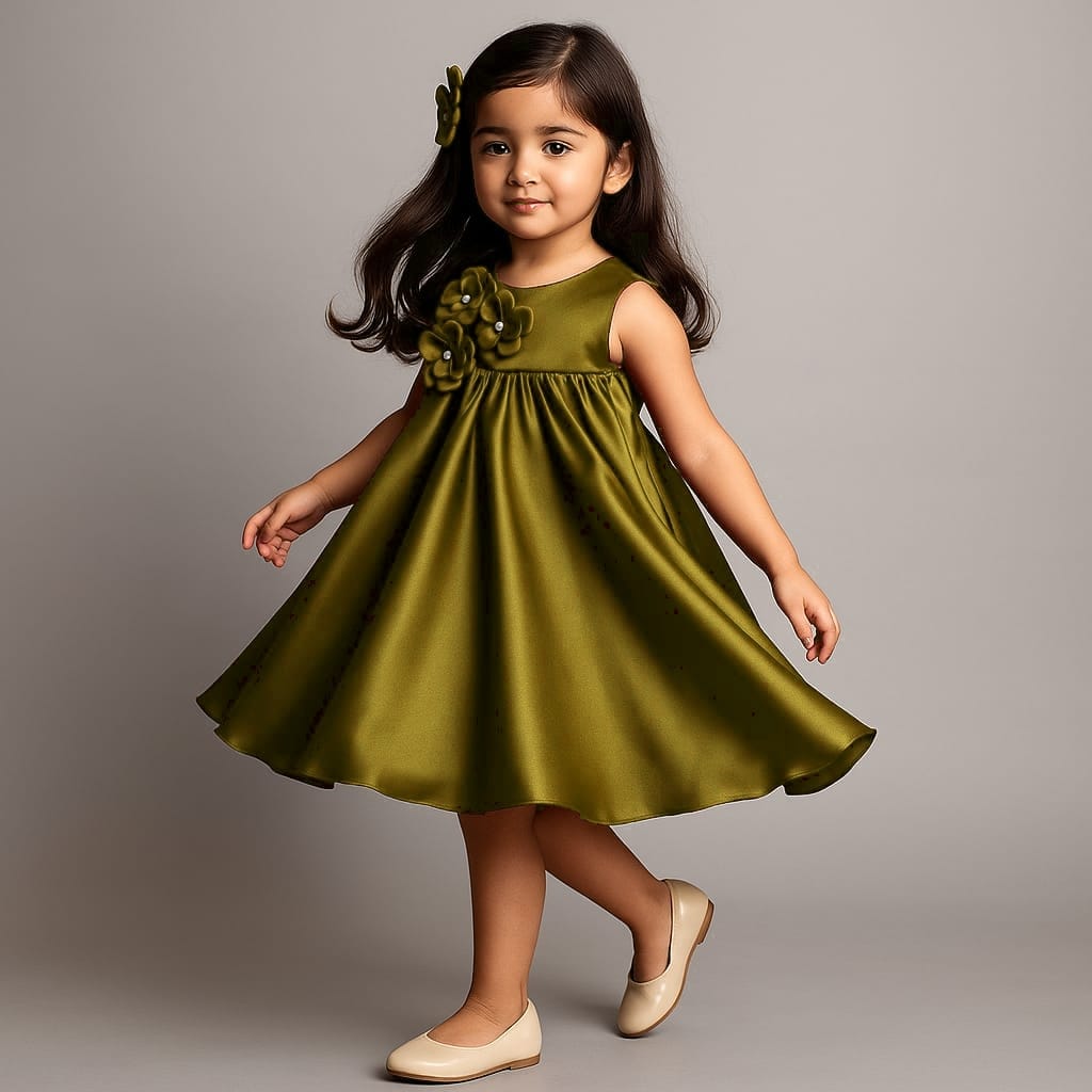 Pre Order: Flared Dress With Floral Embellishments