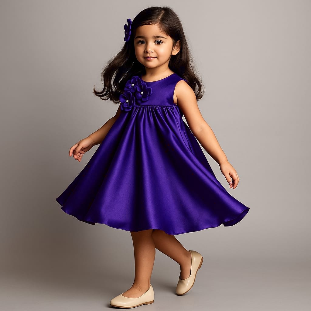 Pre Order: Flared Dress With Floral Embellishments