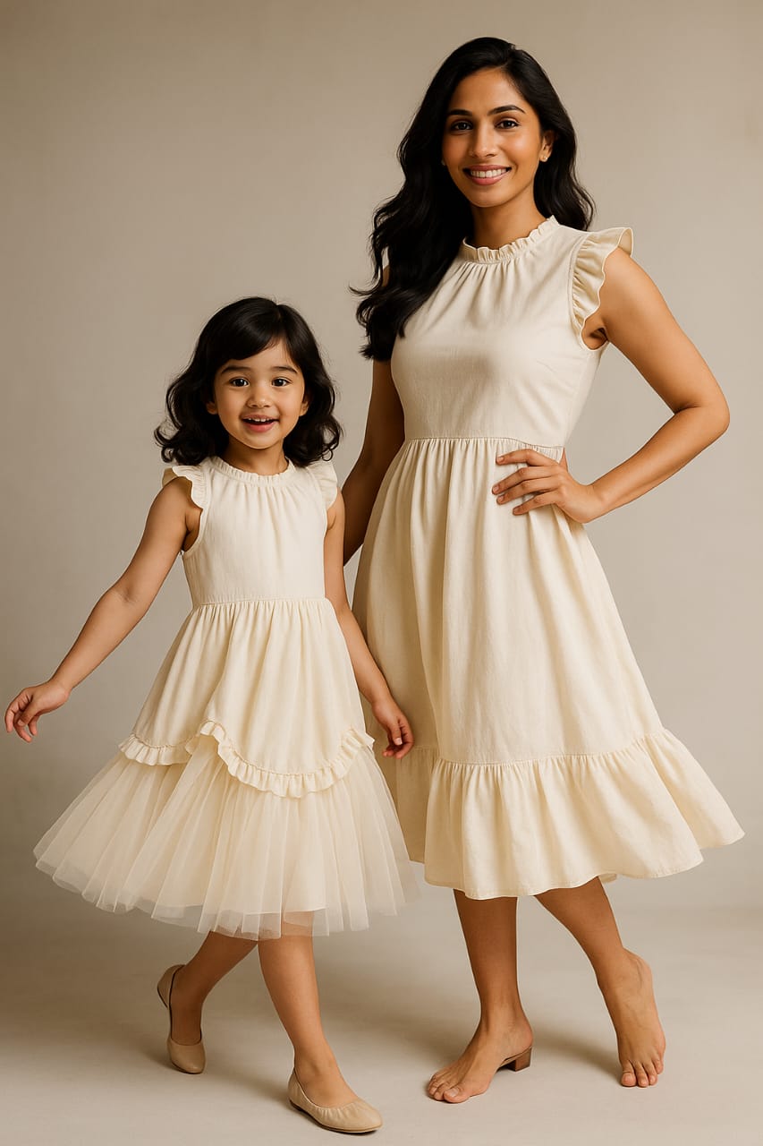 Pre Order: Off White Frill Detailed Dress