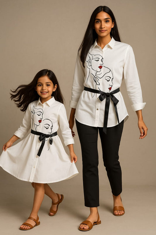 Pre Order: White Hand Painted Skirt Dress