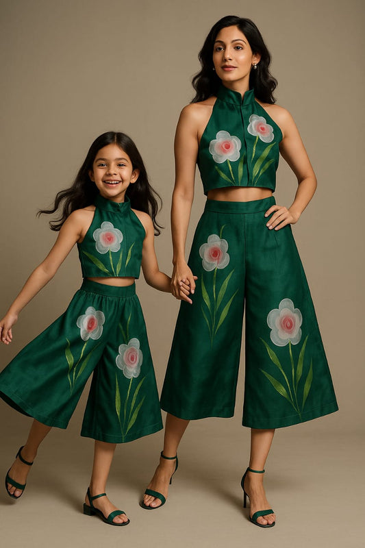 Pre Order: Green Hand Painted Co-ord Set