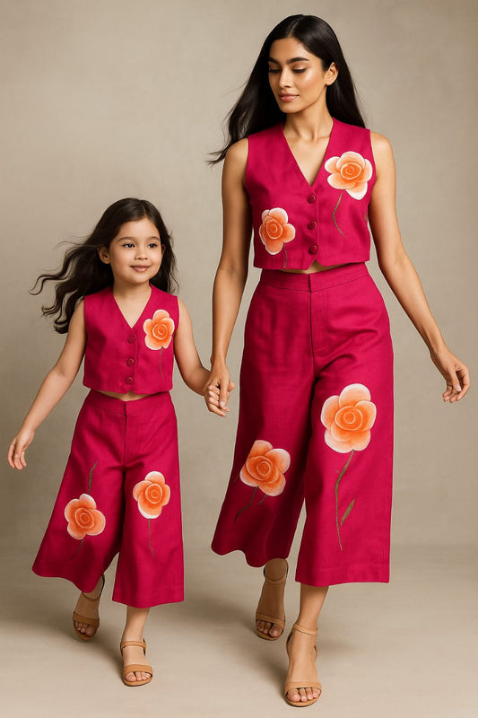 Pre Order: Pink Hand Painted Co-ord Set