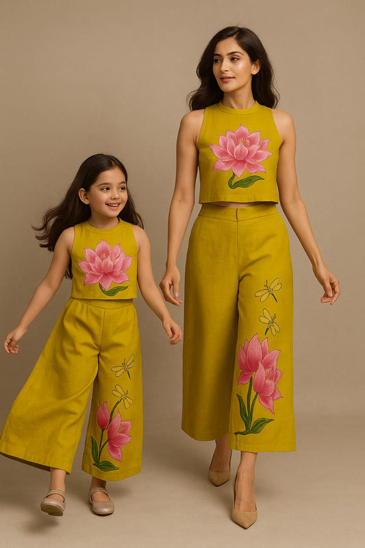 Pre Order: Yellow Hand Painted Co-ord Set