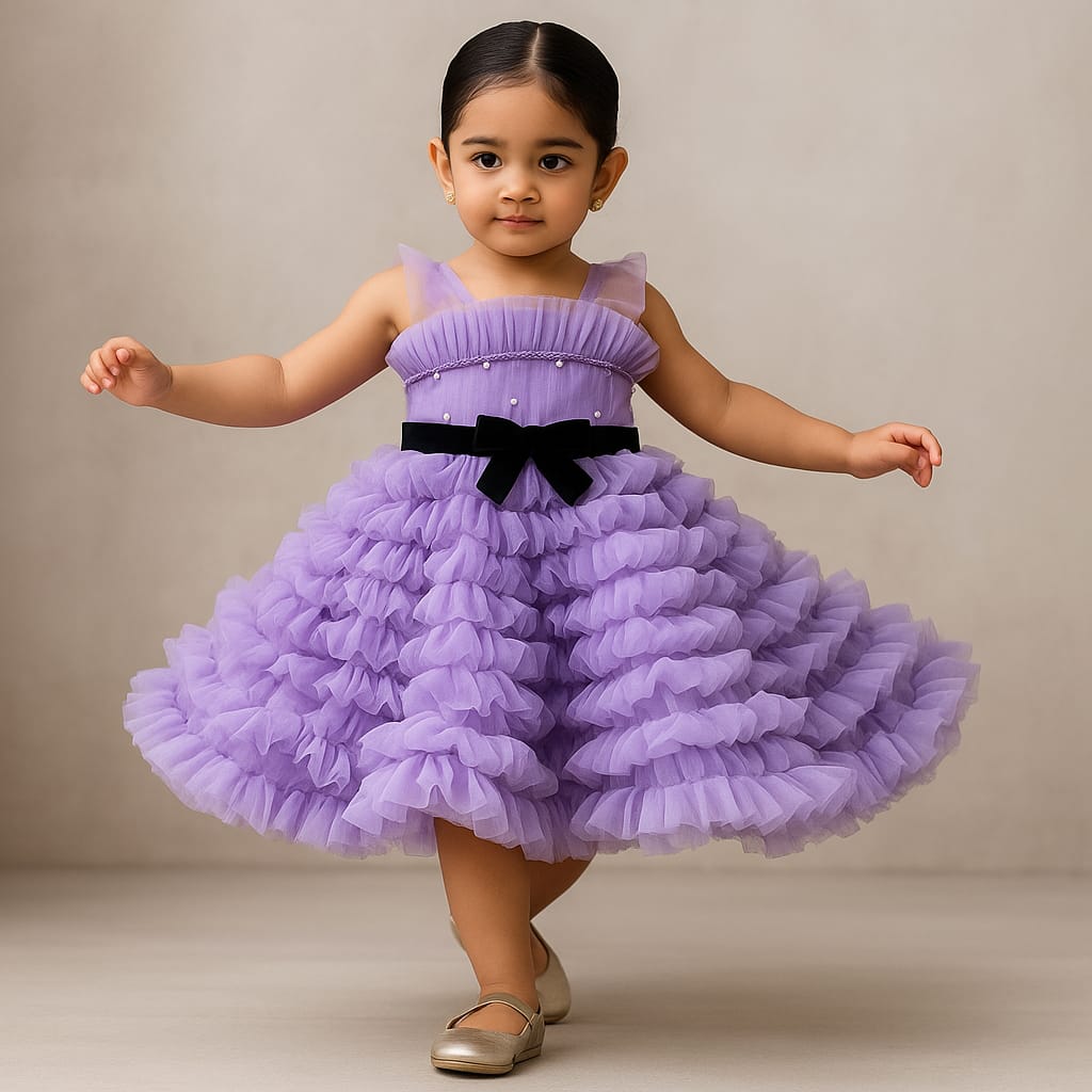 Pre Order: Ruffled Dress With Attached Bowy Belt