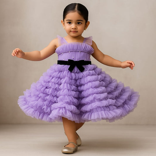 Pre Order: Ruffled Dress With Attached Bowy Belt