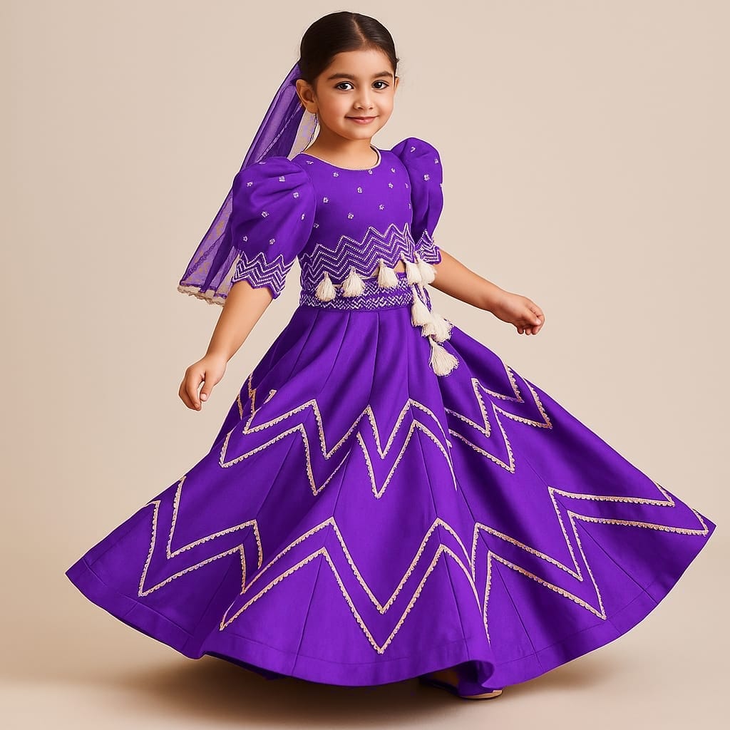 Pre Order: Embroidered Purple Top And Lehenga With Net Dupatta
