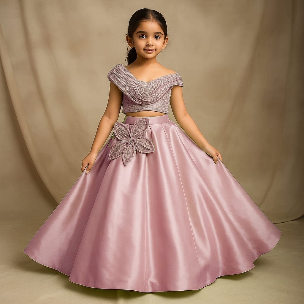 Pre Order: Sequin Embellished Strappy Top With Stiff Belt And Lehenga