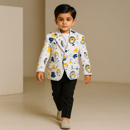 Pre Order: Animal Multicolour Printed Notch Collar Blazer Style Jacket