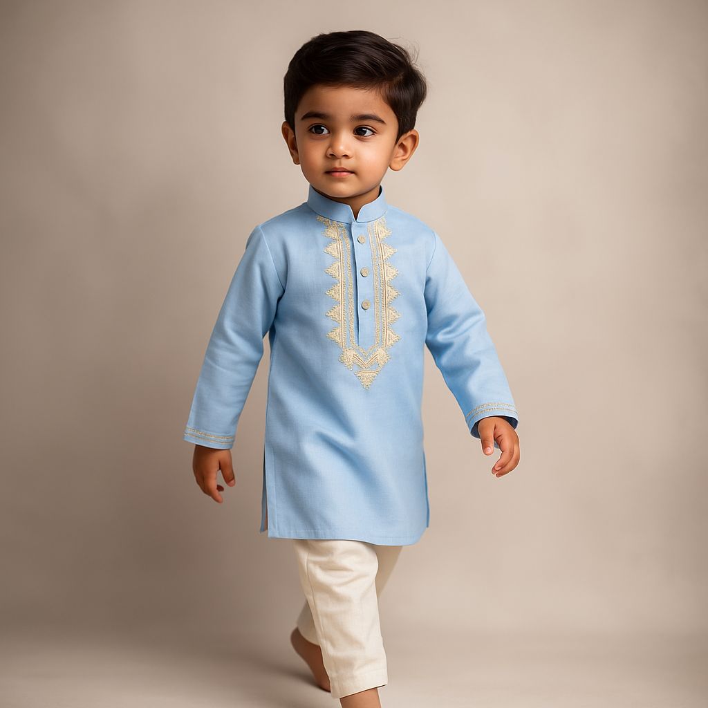 Pre Order: Blue Gota Embroidered Kurta And Pyjama