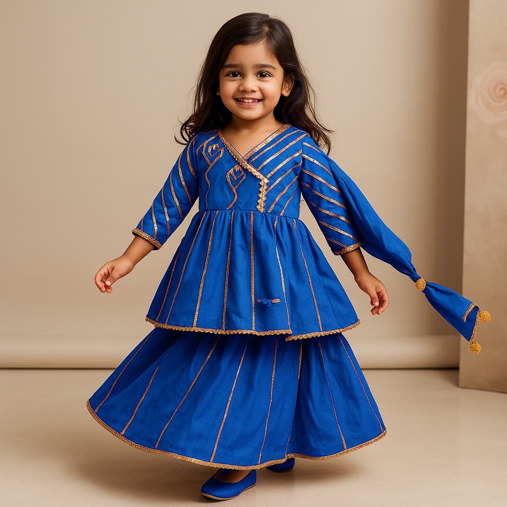 Pre Order: kite Gota Detail Lehenga Set