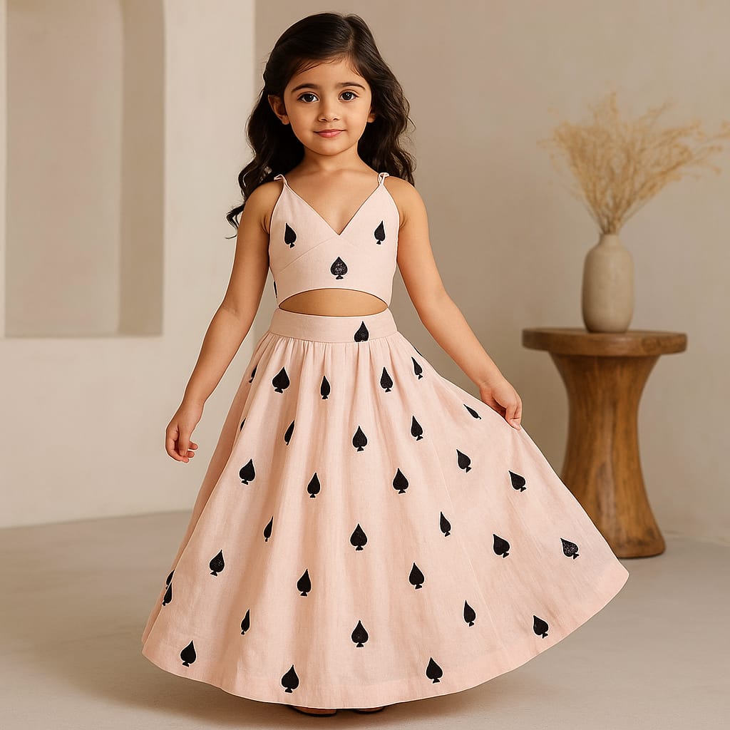 Pre Order: Spade Embroidered Stylish Tie Knot Strap Top And Lehenga
