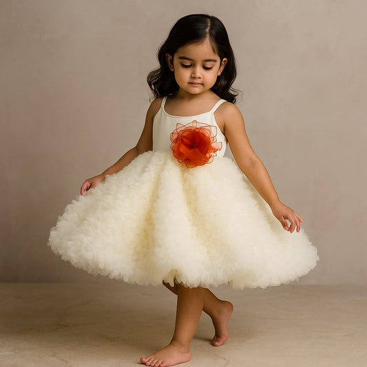 Pre Order: Off White Frilly Ruffled Strappy Dress