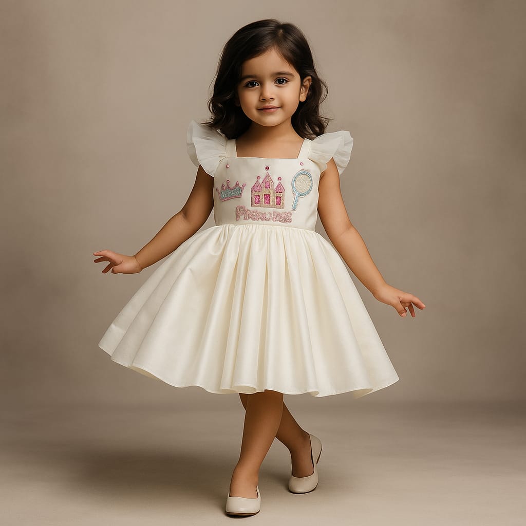 Pre Order: Off White Flared Dress With Bowie