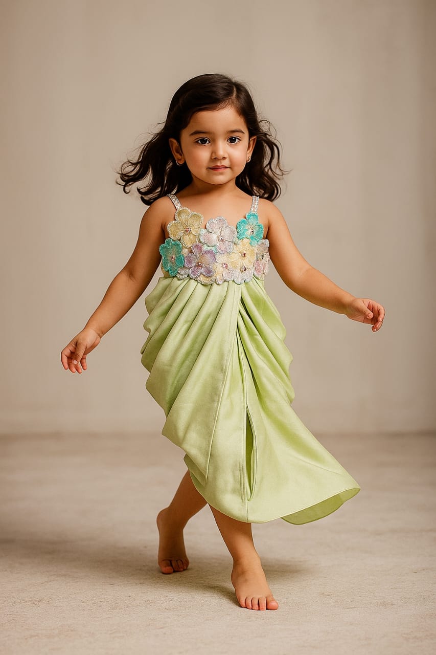 Pre Order: Embellished Pleated Dhoti Style Dress