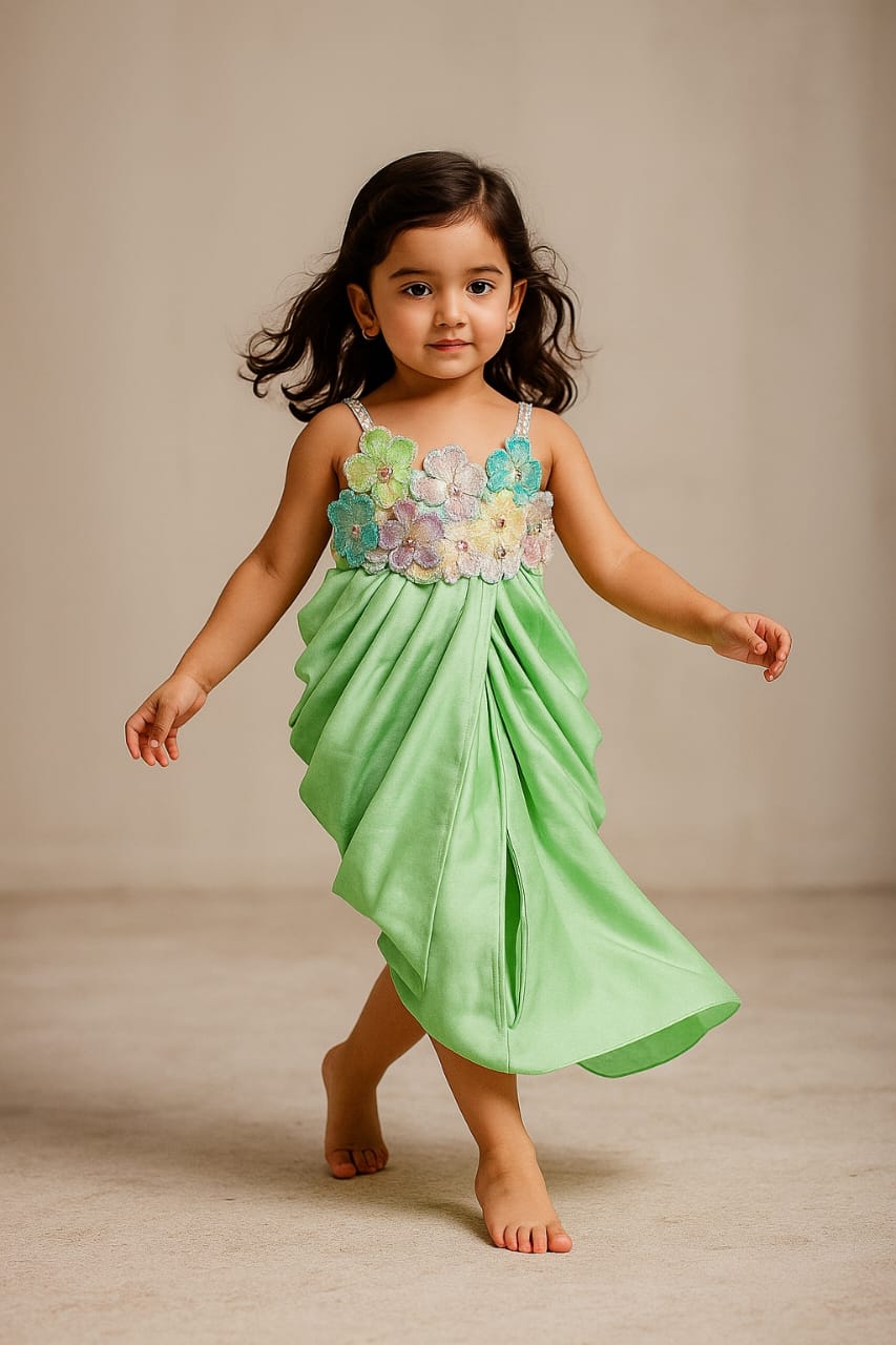 Pre Order: Embellished Pleated Dhoti Style Dress