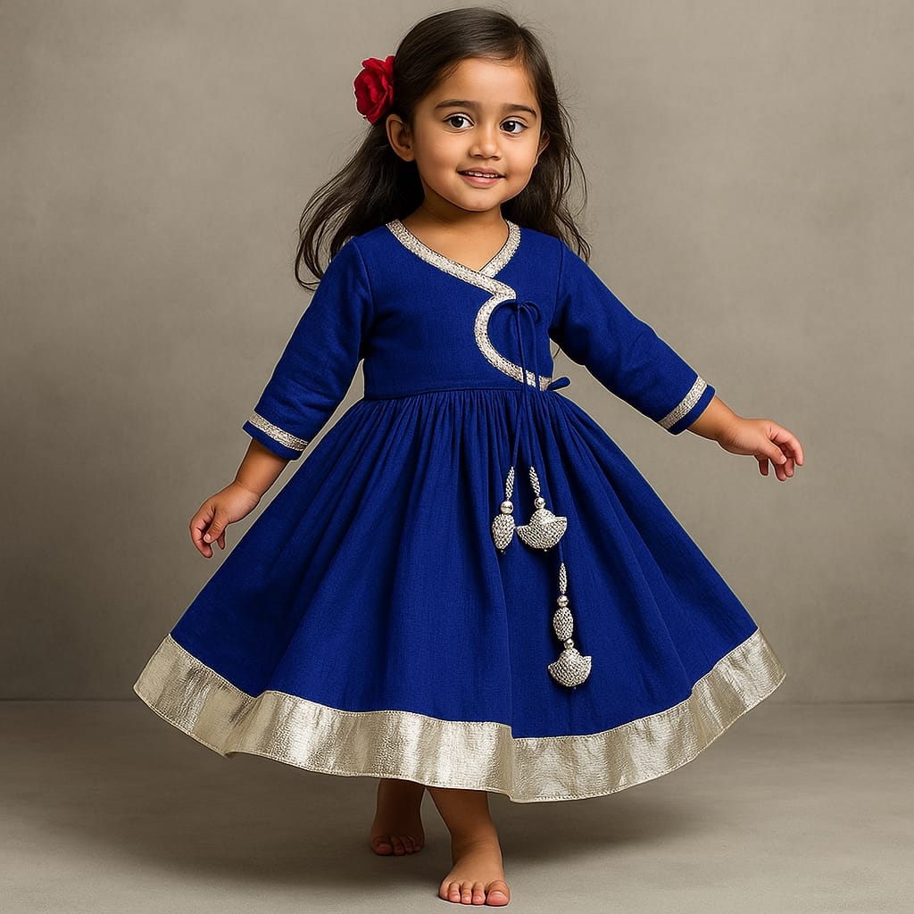 Pre Order: Front Dual Knot Royal Blue Kurti