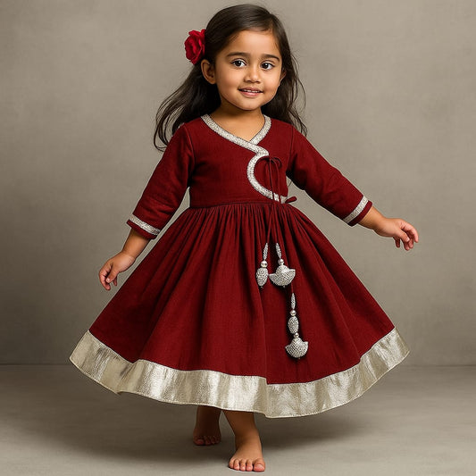 Pre Order: Front Dual Knot Maroon Kurti
