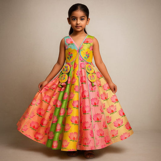 Pre Order: Floral Multicoloured Flared Kurti