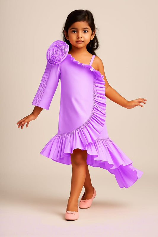 Pre Order: Stunning Swirl Frilly One Shoulder Dress