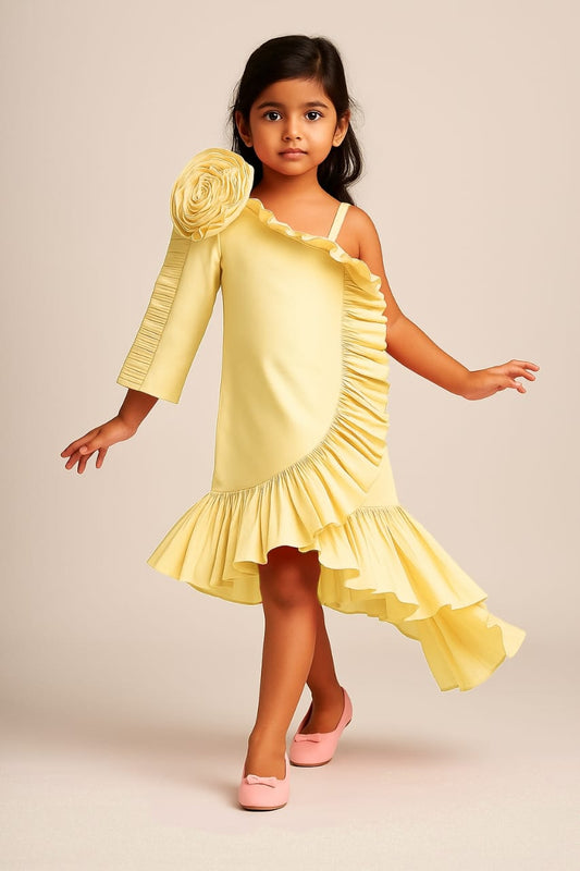 Pre Order: Stunning Swirl Frilly One Shoulder Dress