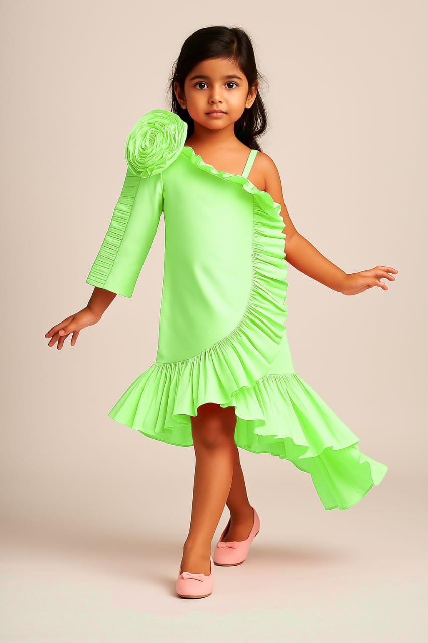 Pre Order: Stunning Swirl Frilly One Shoulder Dress