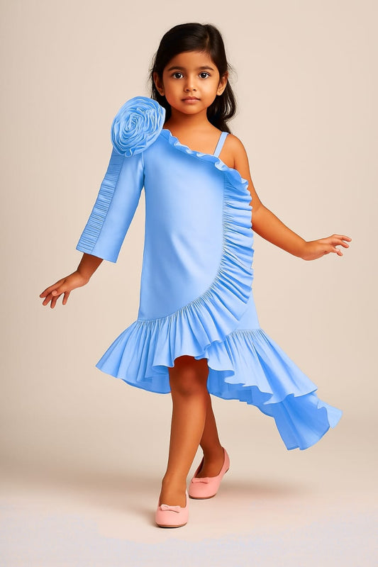 Pre Order: Stunning Swirl Frilly One Shoulder Dress