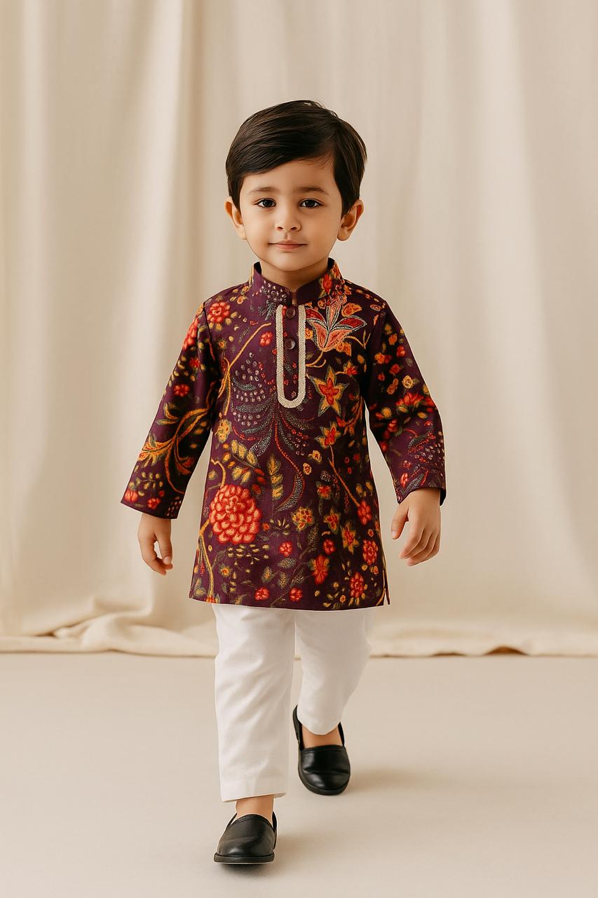 Pre Order: Floral Multicoloured Printed Kurta With Pyjama