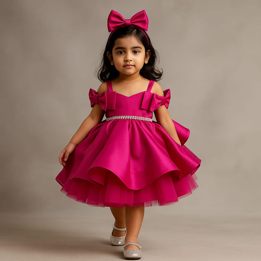 Pre Order: Knox Hot Pink Satin Dress