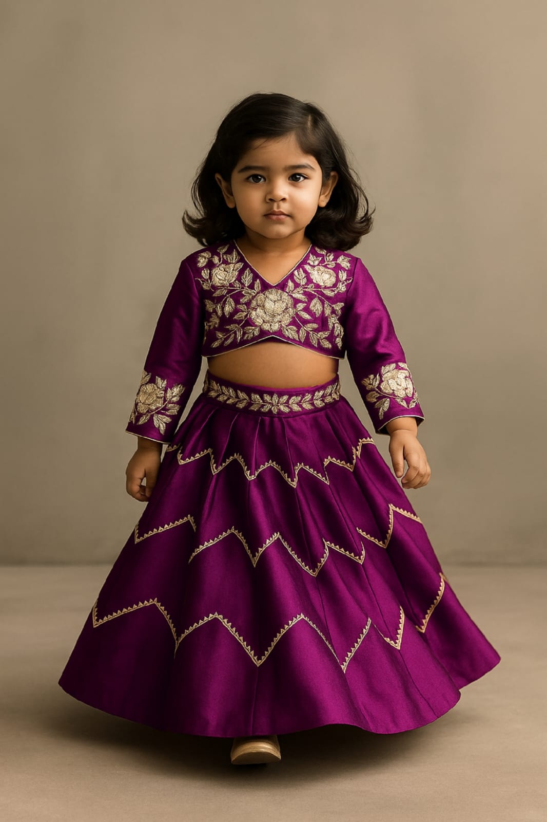 Pre Order: Wine Embroidered Top And Lehenga With Matching Net Dupatta