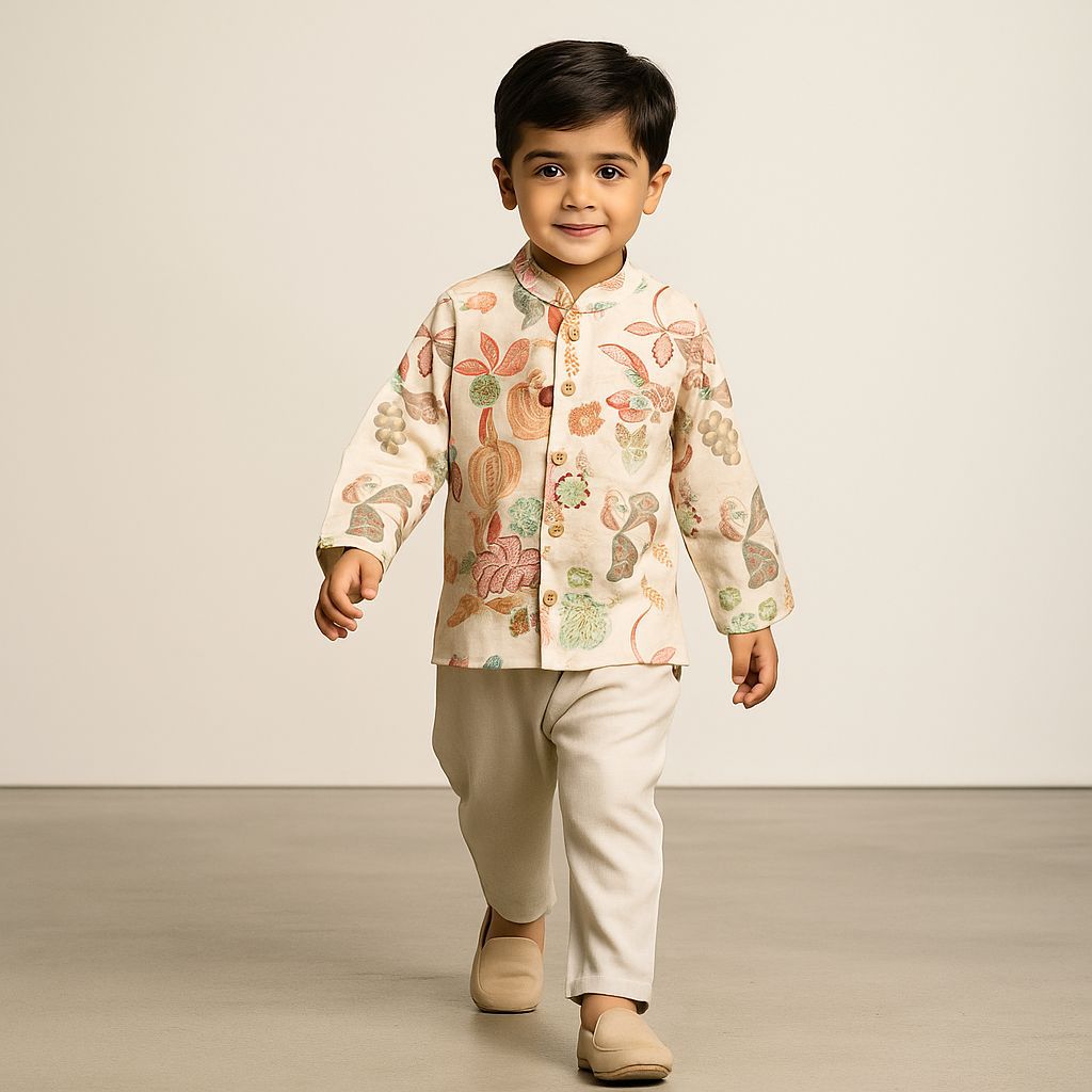 Pre Order: Multicolour Printed Kurta And Pyjama