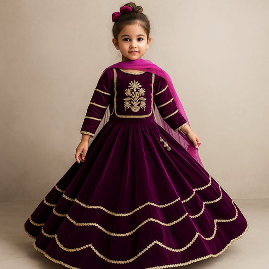 Pre Order: Purple Embroidered And Embellished Gown
