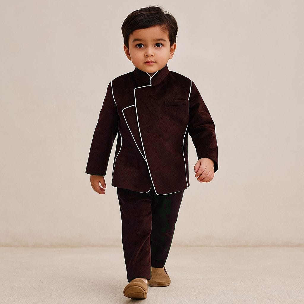 Pre Order: Brown Velvet Stylish Blazer