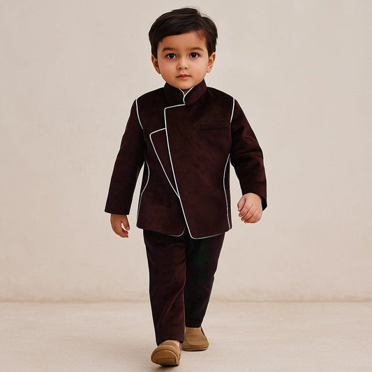 Pre Order: Brown Velvet Stylish Blazer