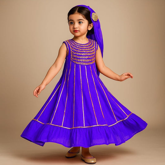 Pre Order: Elegant Shiny Purple Flared Anarkali With Matching Dupatta