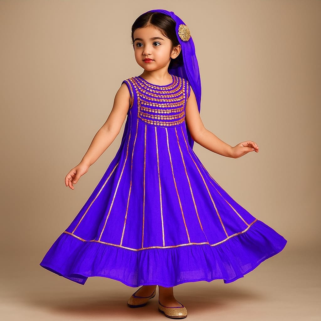 Pre Order: Elegant Shiny Flared Anarkali With Matching Dupatta