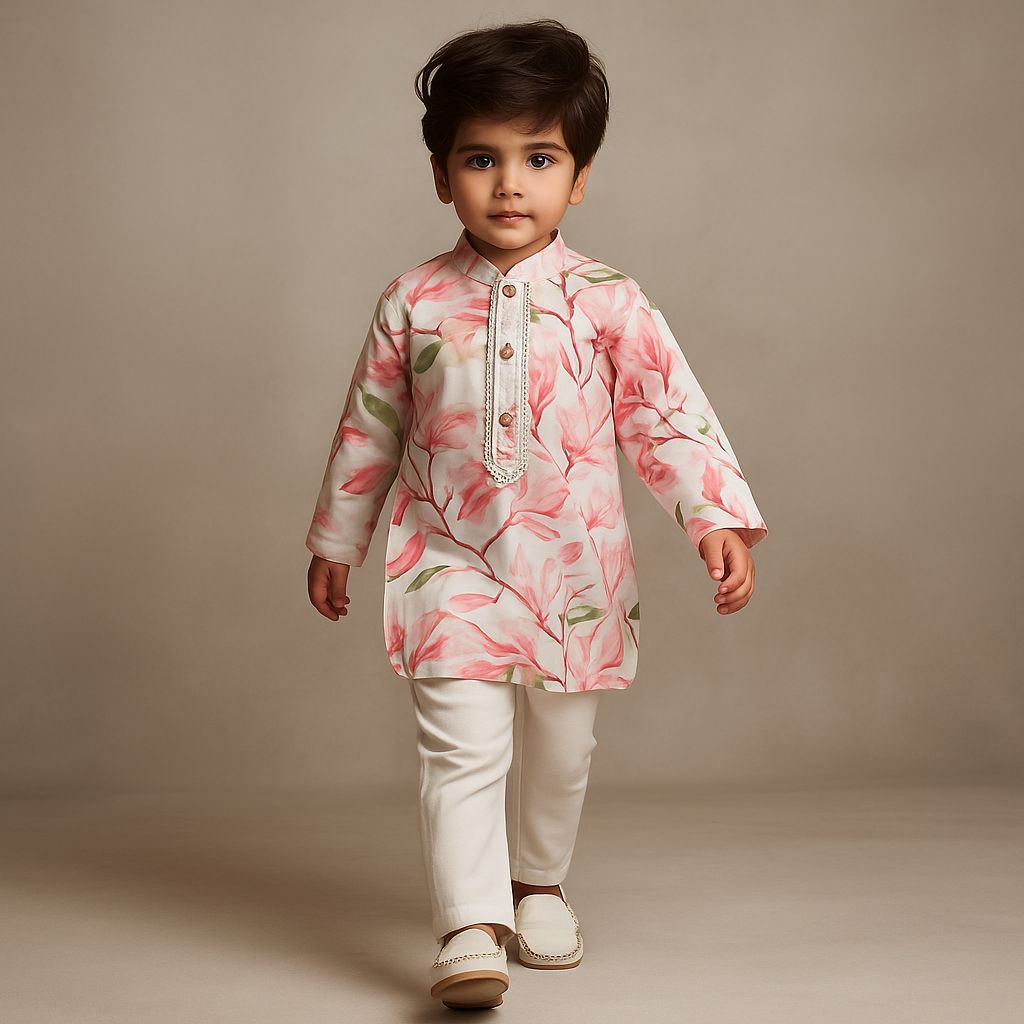 Pre Order: Floral Printed Multicolour Kurta And Pyjama